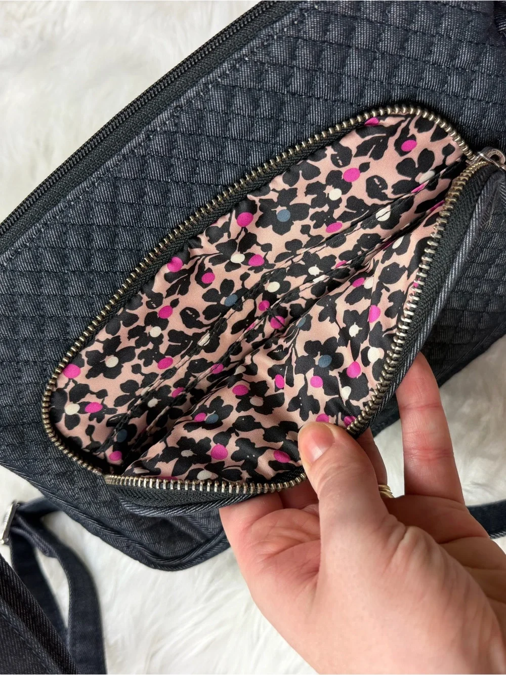 Vera Bradley Quilted Crossbody Bag in Navy Denim